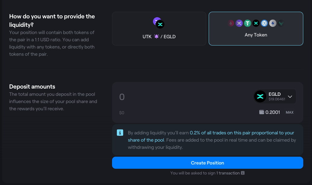 Add Liquidity One Token