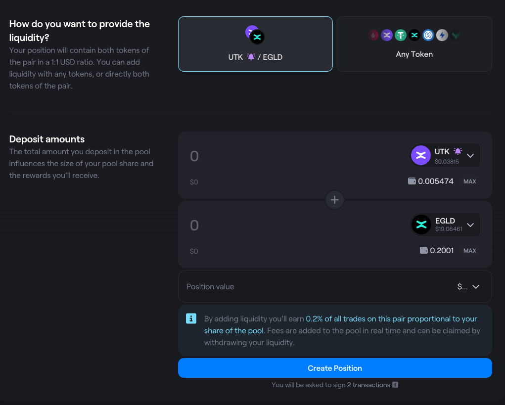Add Liquidity Two Tokens