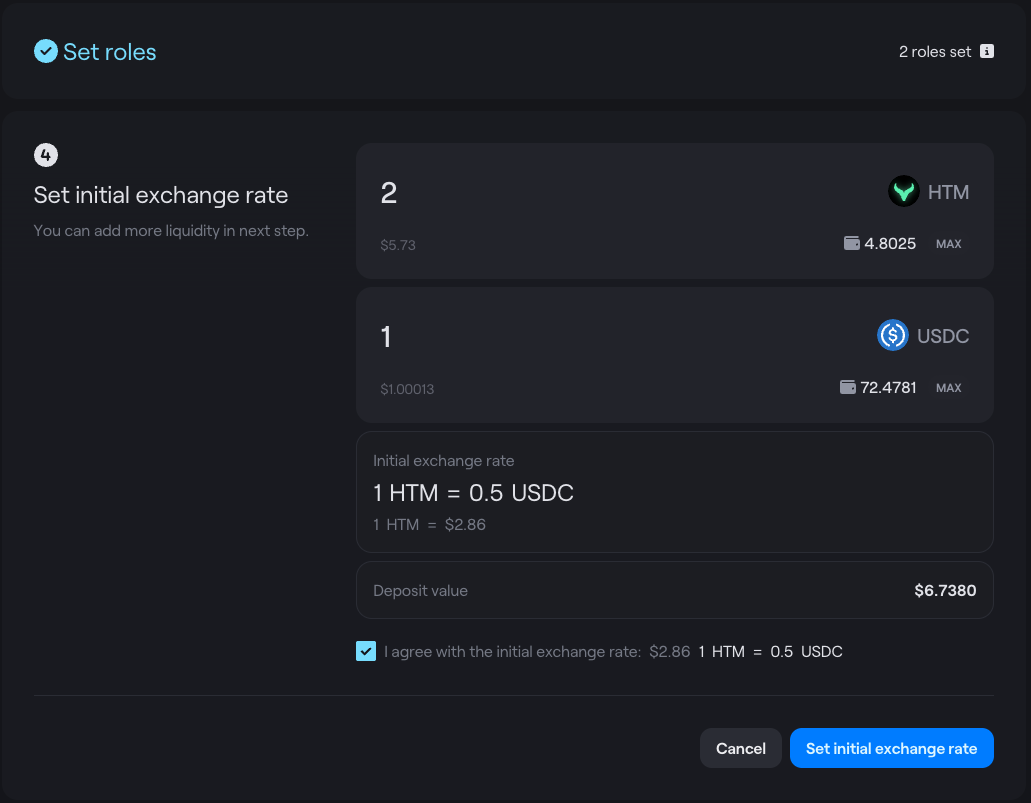 Set Initial Exchange Rate