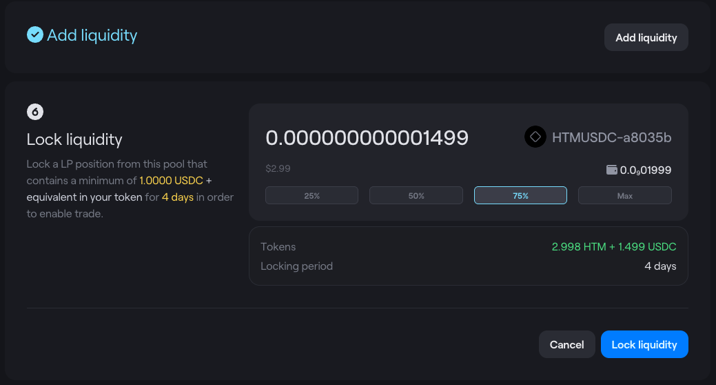 Lock liquidity